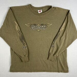 Harley Davidson Flame Long Sleeve Shirt Mens XL Eagle 00s 2007 Motorcycle USA